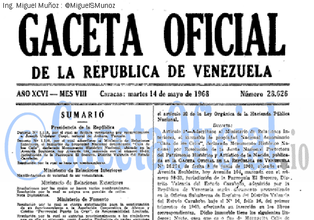 Gaceta Oficial 28626 del 14 Mayo 1968