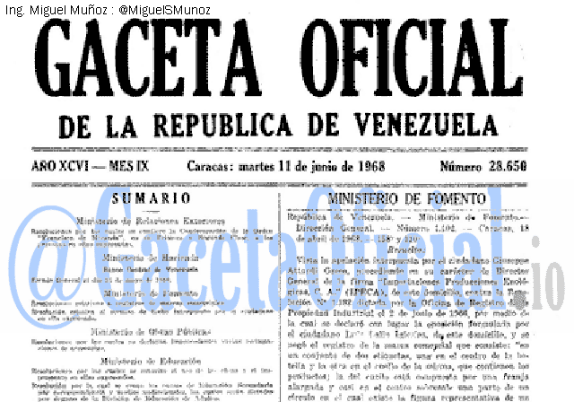 Gaceta Oficial 28650 del 11 Junio 1968