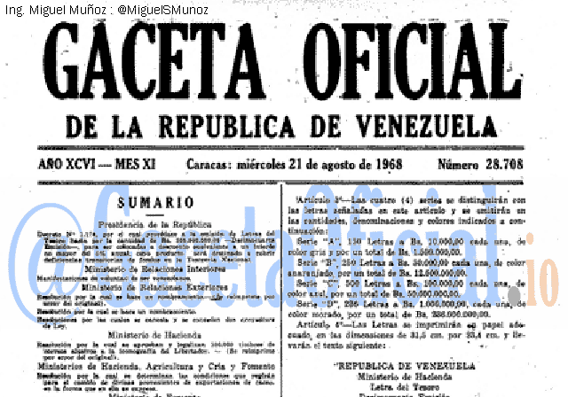 Gaceta Oficial 28708 del 21 Agosto 1968