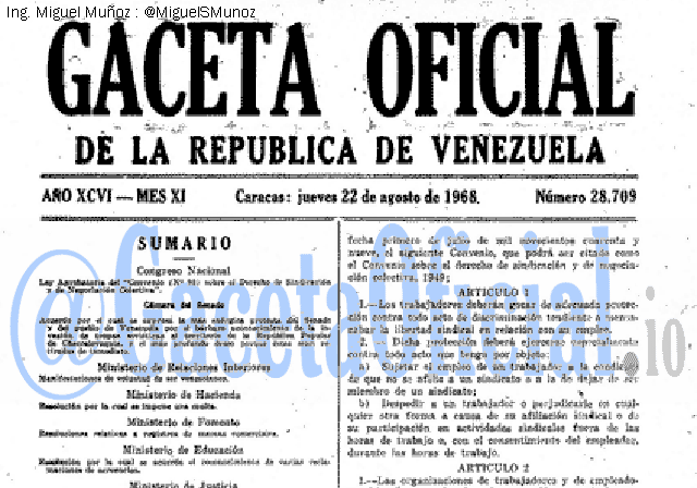 Gaceta Oficial 28709 del 22 Agosto 1968