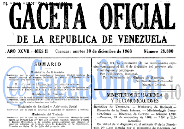 Gaceta Oficial 28800 del 10 Diciembre 1968