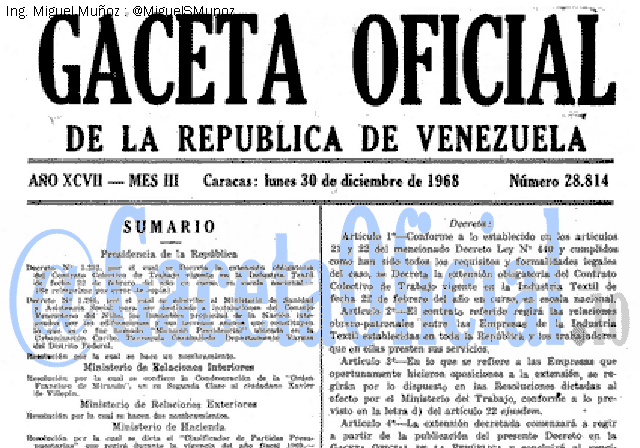 Gaceta Oficial 28814 del 30 Diciembre 1968