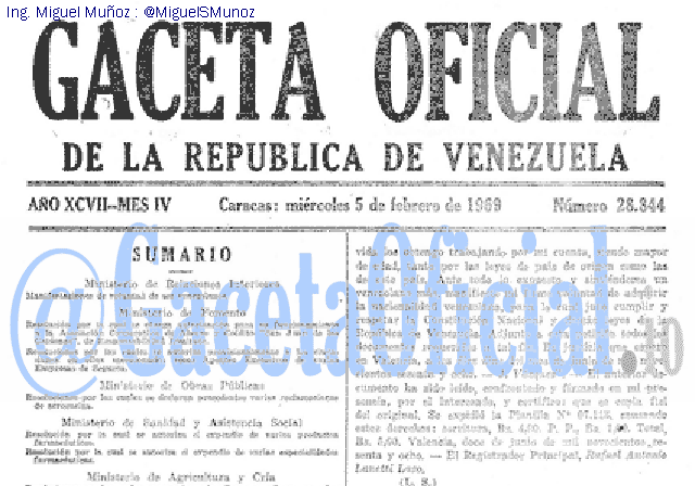 Gaceta Oficial 28844 del 5 Febrero 1969