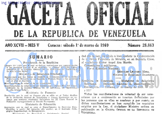 Gaceta Oficial 28863 del 1 Marzo 1969