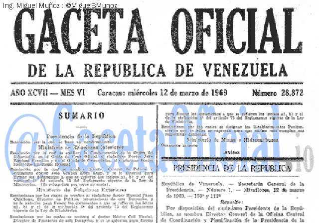 Gaceta Oficial 28872 del 12 Marzo 1969