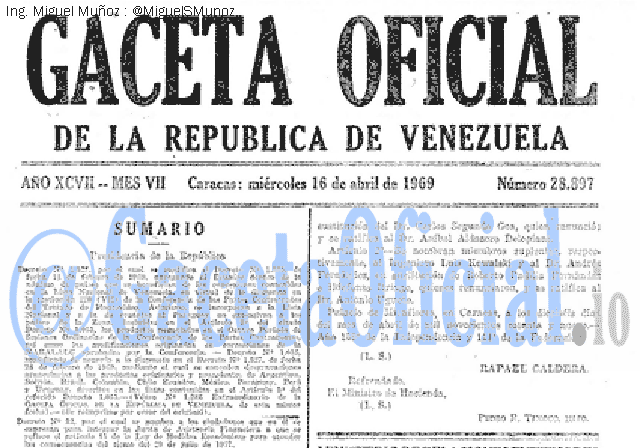 Gaceta Oficial 28897 del 16 Abril 1969