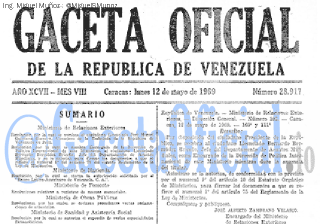 Gaceta Oficial 28917 del 12 Mayo 1969