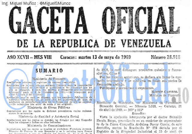 Gaceta Oficial 28918 del 13 Mayo 1969