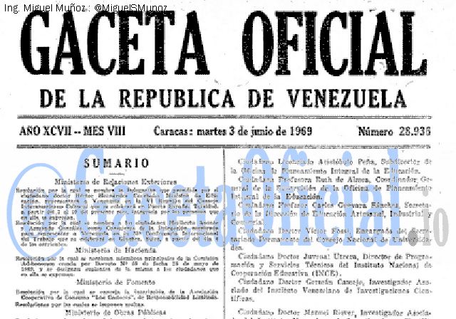 Gaceta Oficial 28936 del 3 Junio 1969