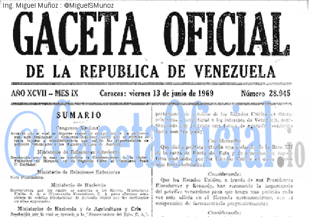 Gaceta Oficial 28945 del 13 Junio 1969