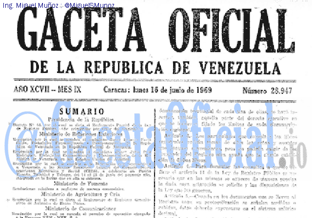 Gaceta Oficial 28947 del 16 Junio 1969