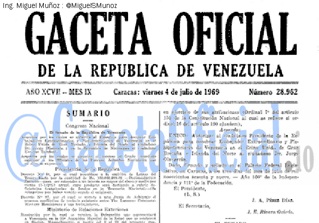 Gaceta Oficial 28962 del 4 Julio 1969