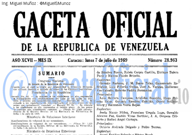 Gaceta Oficial 28963 del 7 Julio 1969