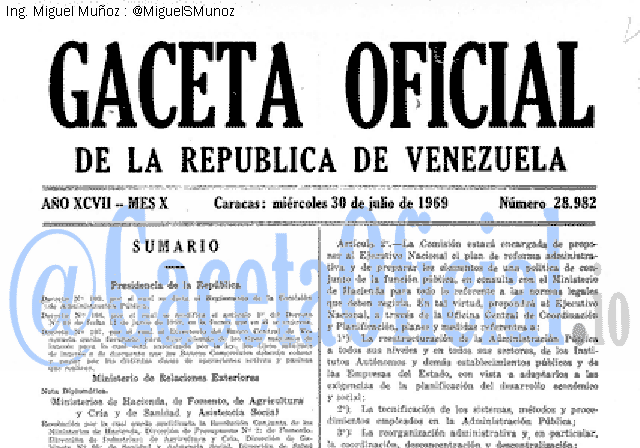 Gaceta Oficial 28982 del 30 Julio 1969