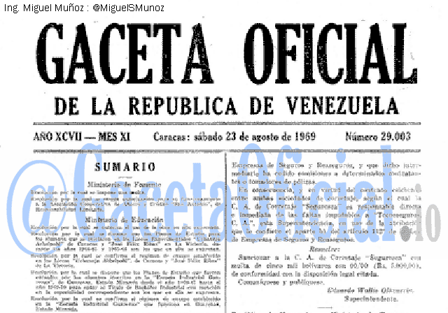 Gaceta Oficial 29003 del 23 Agosto 1969
