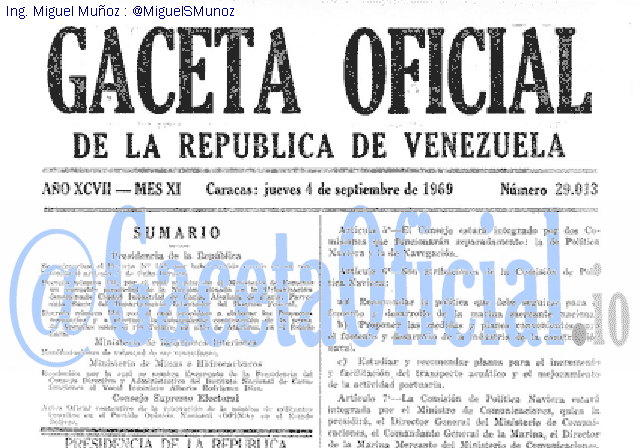 Gaceta Oficial 29013 del 4 Septiembre 1969