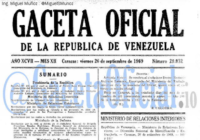 Gaceta Oficial 29032 del 26 Septiembre 1969