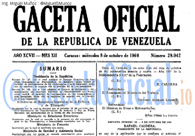Gaceta Oficial 29042 del 8 Octubre 1969