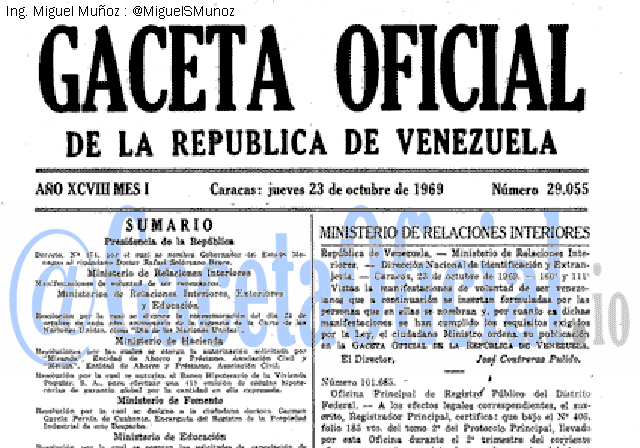 Gaceta Oficial 29055 del 23 Octubre 1969