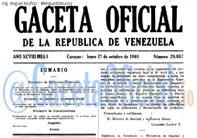 Gaceta Oficial 29057 del 27 Octubre 1969