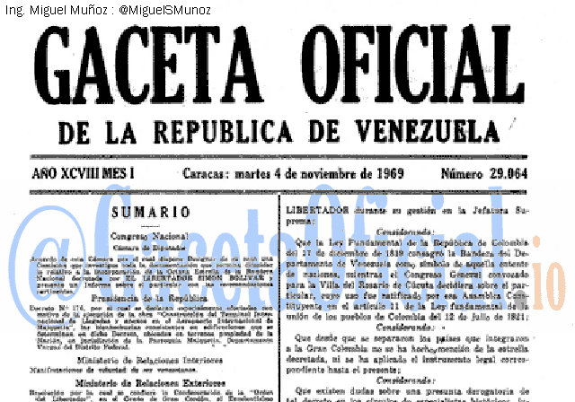 Gaceta Oficial 29064 del 4 Noviembre 1969