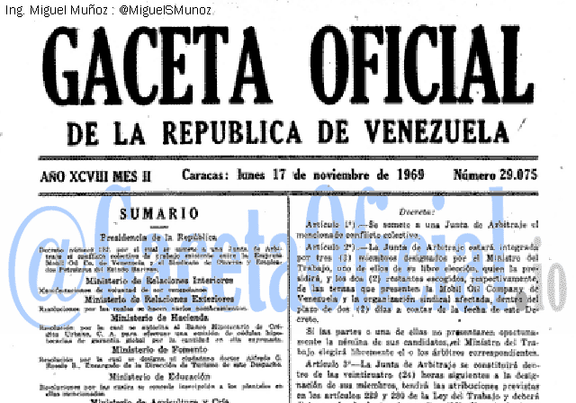 Gaceta Oficial 29075 del 17 Noviembre 1969