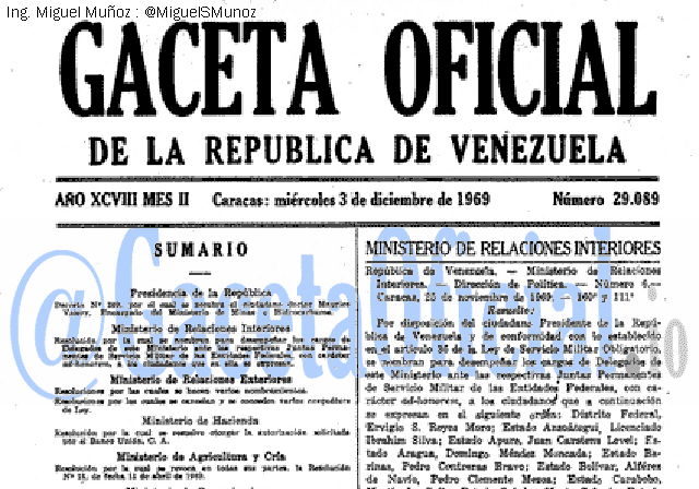 Gaceta Oficial 29089 del 3 Diciembre 1969