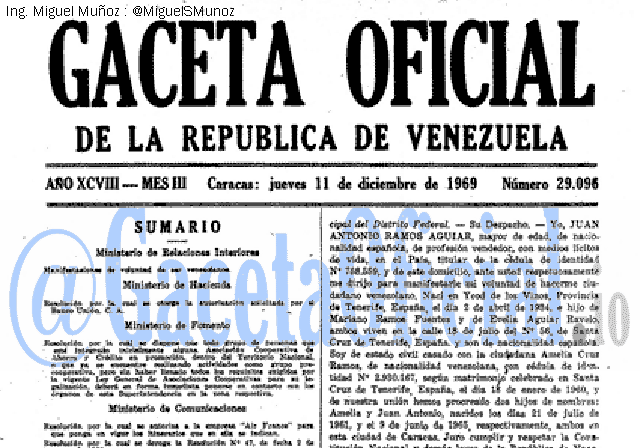 Gaceta Oficial 29096 del 11 Diciembre 1969