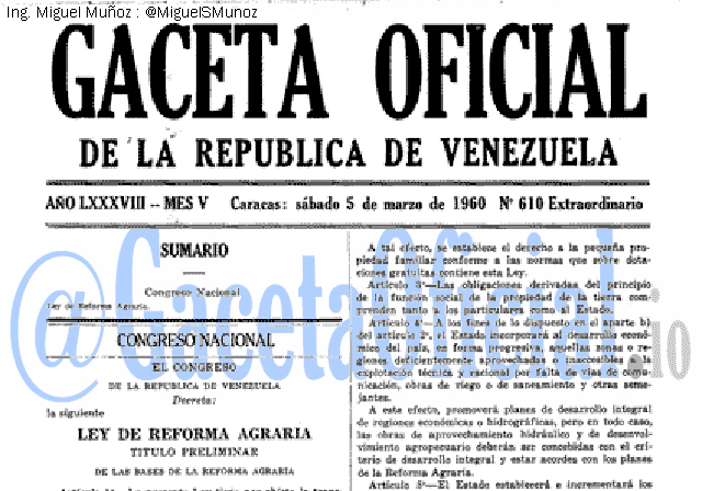 Gaceta Oficial 610 del 5 Marzo 1960