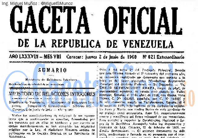 Gaceta Oficial 621 del 2 Junio 1960