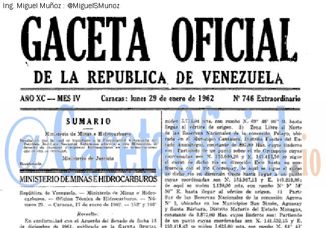 Gaceta Oficial 746 del 29 Enero 1962