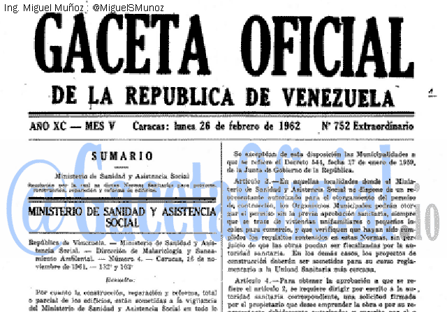 Gaceta Oficial 752 del 26 Febrero 1962