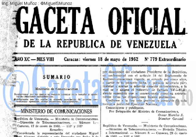 Gaceta Oficial 779 del 18 Mayo 1962