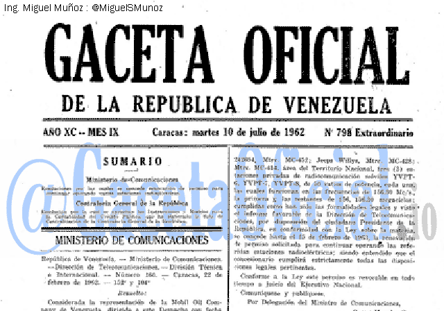Gaceta Oficial 798 del 10 Julio 1962