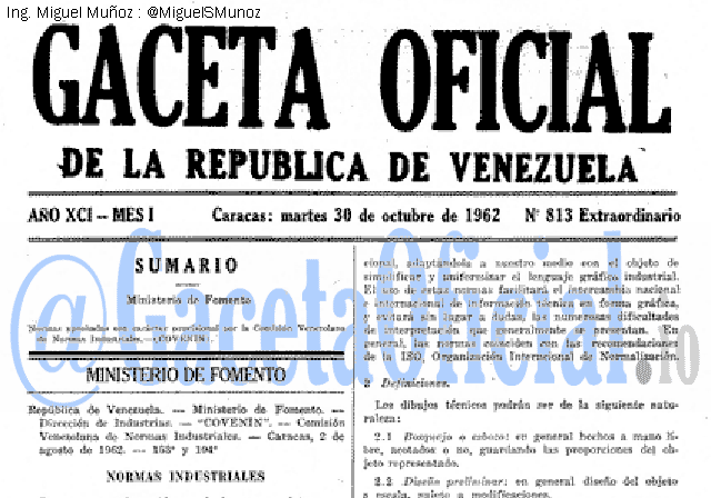 Gaceta Oficial 813 del 30 Octubre 1962