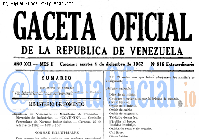 Gaceta Oficial 818 del 4 Diciembre 1962