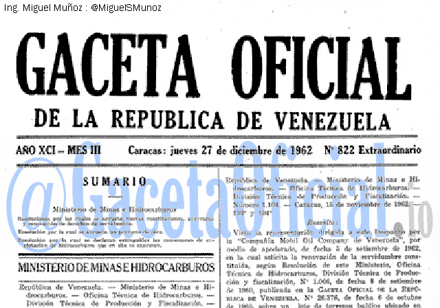 Gaceta Oficial 822 del 27 Diciembre 1962