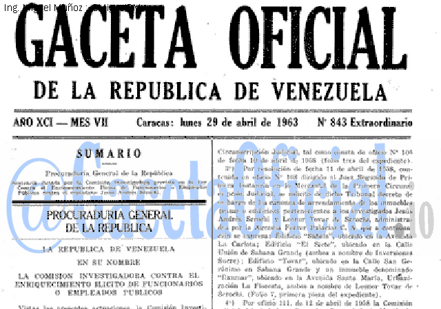Gaceta Oficial 843 del 29 Abril 1963