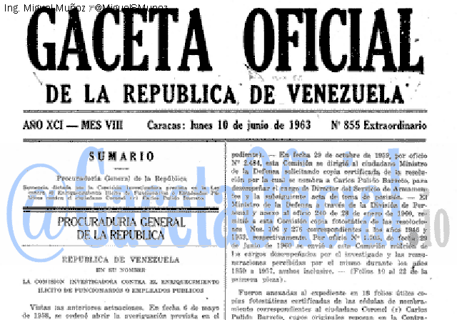 Gaceta Oficial 855 del 10 Junio 1963