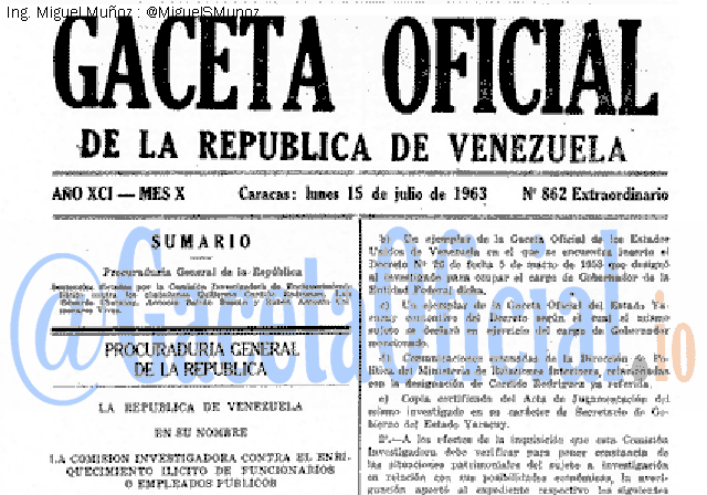 Gaceta Oficial 862 del 15 Julio 1963