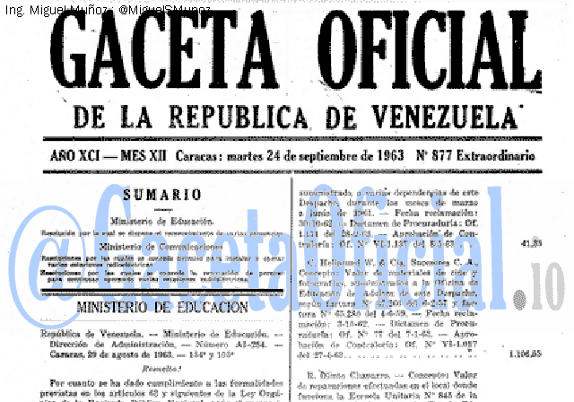 Gaceta Oficial 877 del 24 Septiembre 1963