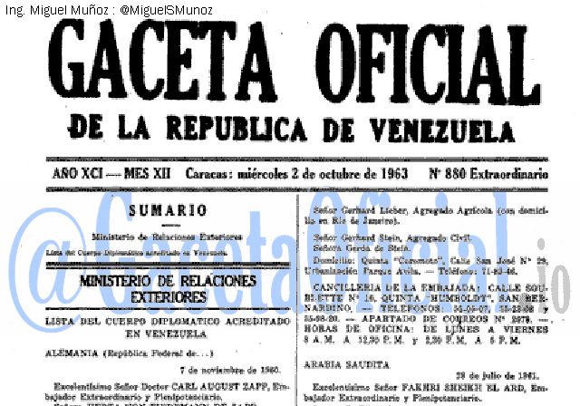 Gaceta Oficial 880 del 2 Octubre 1963