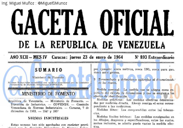 Gaceta Oficial 893 del 23 Enero 1964