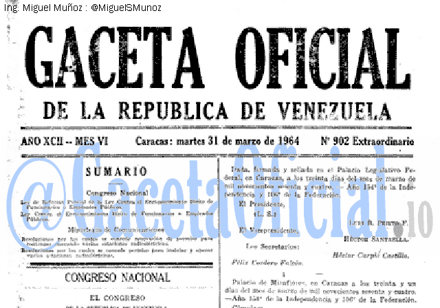 Gaceta Oficial 902 del 31 Marzo 1964