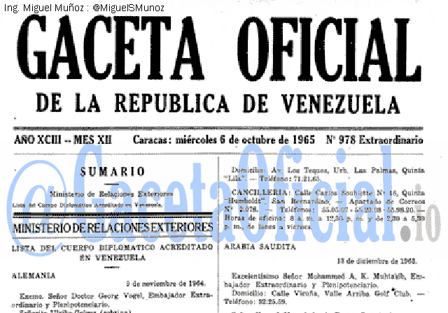 Gaceta Oficial 978 del 6 Octubre 1965