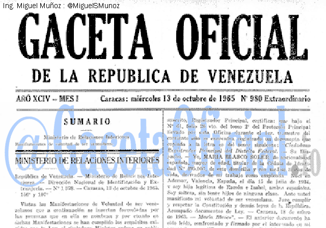 Gaceta Oficial 980 del 13 Octubre 1965