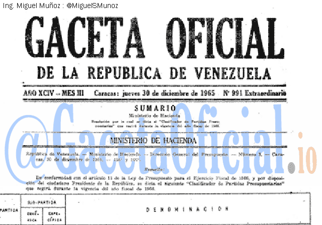 Gaceta Oficial 991 del 30 Diciembre 1965