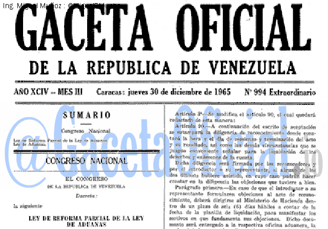 Gaceta Oficial 994 del 30 Diciembre 1965
