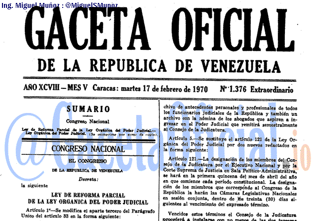 Gaceta Oficial 1376 del 17 Febrero 1970
