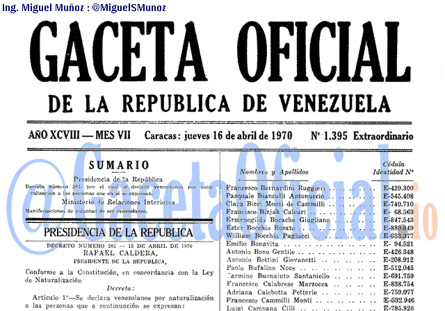 Gaceta Oficial 1395 del 16 Abril 1970